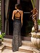 Primavera Couture 3922 Cross Back Ombre Sequined Dress