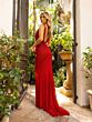 Primavera Couture 3924 Beaded Side Slit V-Neck Dress