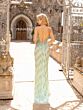 Primavera Couture 3925 Fringe High Slit V-Neck Dress