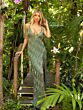 Primavera Couture 3925 Fringe High Slit V-Neck Dress