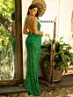 Primavera Couture 3938 V-Neck Cross Back Beaded Dress
