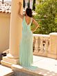 Primavera Couture 3940 Fringe Skirt Sleeveless V-Back Dress