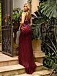 Primavera Couture 3940 Fringe Skirt Sleeveless V-Back Dress