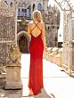 Primavera Couture 3941 High Slit Beaded Cross Back Dress