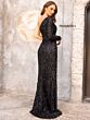 Primavera Couture 3942 Long Sleeve Sequined High Slit Dress