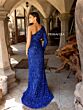 Primavera Couture 3942 Long Sleeve Sequined High Slit Dress