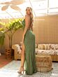 Primavera Couture 3943 Beaded Lace-Up Back Spaghetti Strap Dress
