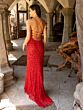 Primavera Couture 3943 Beaded Lace-Up Back Spaghetti Strap Dress