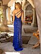 Primavera Couture 3944 High Slit Asymmetric Neck Sequin Dress