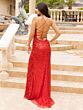 Primavera Couture 3965 High Slit Ruched Bodice Dress
