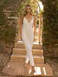 Primavera Couture 3973 Removable Overskirt V-Neck Jumpsuit