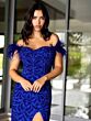Primavera Couture 4105 Lace-Up Back High Slit Beaded Dress