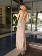 Primavera Couture 4109 High Slit Beaded Cross Back Dress