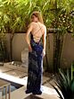 Primavera Couture 4111 Lace-Up Back Beaded Fringe Dress