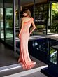 Primavera Couture 4112 One-Shoulder Feathered Neck Dress