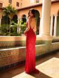 Primavera Couture 4113 Spaghetti Strap Beaded Plunging Neck Dress