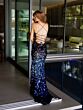 Primavera Couture 4114 Scoop Neck Lace-Up Back Ombre Dress