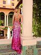 Primavera Couture 4114 Scoop Neck Lace-Up Back Ombre Dress