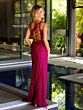 Primavera Couture 4120 High Slit Cutout Lace-Up Back Dress