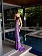 Primavera Couture 4126 Beaded Cutout Asymmetric Neck Dress