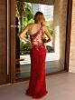 Primavera Couture 4144 Cutout Back High Slit Beaded Dress