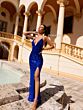 Primavera Couture 4151 V-Neck High Slit Embellished Dress