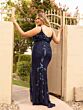 Primavera Couture 14005 Spaghetti Strap V-Neck Beaded Dress
