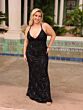 Primavera Couture 14043 Cross Back Beaded V-Neck Dress