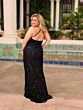 Primavera Couture 14043 Cross Back Beaded V-Neck Dress