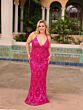 Primavera Couture 14043 Cross Back Beaded V-Neck Dress