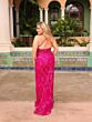 Primavera Couture 14043 Cross Back Beaded V-Neck Dress