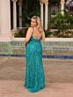 Primavera Couture 14044 Lace-Up Back Beaded Dress