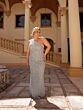 Primavera Couture 14047 Fringe Neck One-Shoulder Dress
