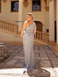 Primavera Couture 14047 Fringe Neck One-Shoulder Dress