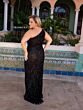 Primavera Couture 14047 Fringe Neck One-Shoulder Dress