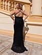 Primavera Couture 14051 Cross Back Beaded V-Neck Dress