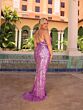 Primavera Couture 14051 Cross Back Beaded V-Neck Dress