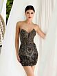 Primavera Couture 4226 Plunging Neckline Lace-Up Back Dress