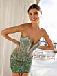 Primavera Couture 4243 Plunging Neckline Lace-Up Back Dress