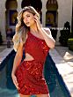 Primavera Couture 3504 Cutout Waist One Shoulder Dress