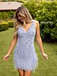 Primavera Couture 3805 Fringe Skirt V-Neck Dress
