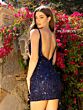 Primavera Couture 3813 Exposed Back Floral Sequin Dress