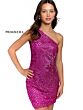 Primavera Couture 3830 Linear Beadwork One Shoulder Dress