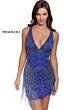 Primavera Couture 3843 Fringe Skirt Plunging Neck Dress