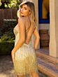 Primavera Couture 3851 Fringe Skirt Criss Cross Back Dress