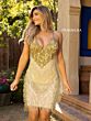Primavera Couture 3851 Fringe Skirt Criss Cross Back Dress