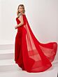 Panoply 14195 Removable Cape Plunging Neck Dress