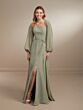 Christina Wu 22175 Bishop Sleeve Front Slit Bridesmaid Dress