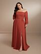Christina Wu 22175 Bishop Sleeve Front Slit Bridesmaid Dress