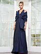 Rina Di Montella RD3121 V-Neck Removable Shawl A-Line Dress
